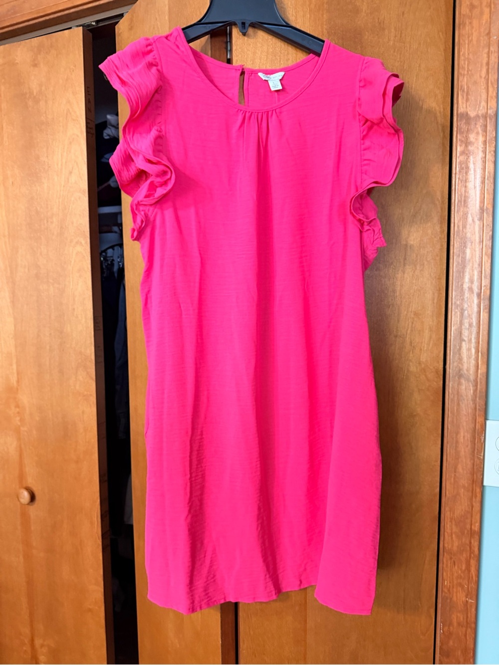 Cato Bright Hot Pink Ruffle Sleeve Casual Dress